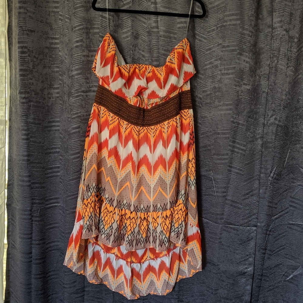 Strapless 2x lightweight hi-low dress